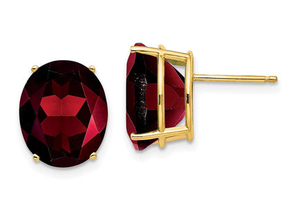 14k Oval Garnet Earrings (Style XE91GA)