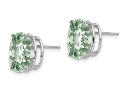 14K white gold cubic zirconia oval stud earrings, alternate view
