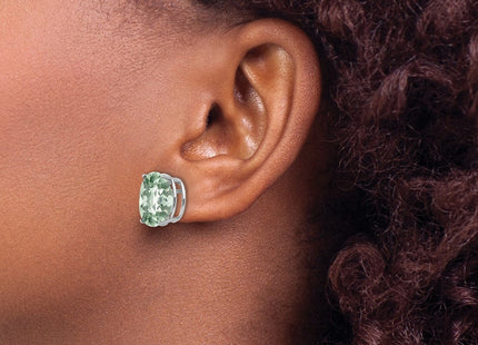 14K white gold cubic zirconia oval stud earrings, another view