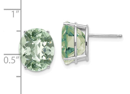 14K white gold cubic zirconia oval stud earrings, further view