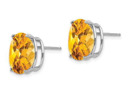 14k White Gold Oval Citrine Earrings (Style XE91WCI)