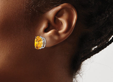14k White Gold Oval Citrine Earrings (Style XE91WCI)