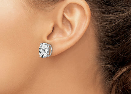 14k White Gold Cubic Zirconia Oval Stud Earrings, 12 x 10mm