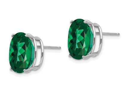 14K white gold oval stud earrings, alternate view