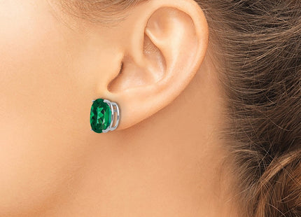 14K white gold oval stud earrings, another view