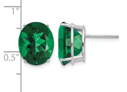 14K white gold oval stud earrings, further view