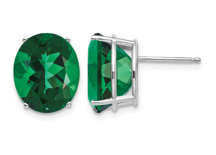 14K white gold oval stud earrings