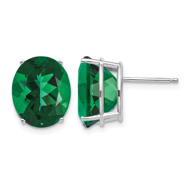 14k White Gold Mount St. Helens Oval Stud Earrings, 12 x 10mm