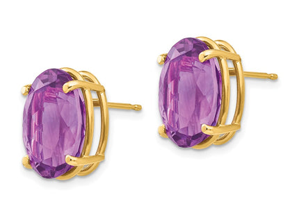 14K gold amethyst oval earrings, alternate view