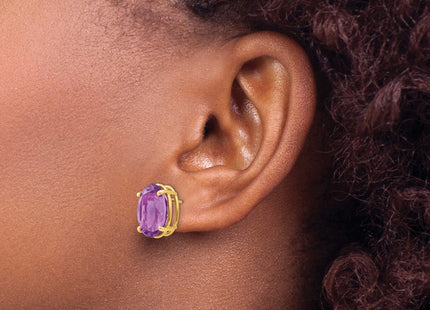 14K gold amethyst oval earrings, another view