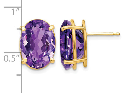 14K gold amethyst oval earrings, further view