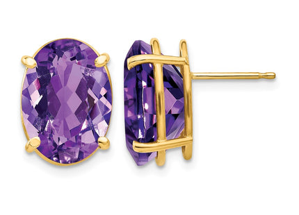 14K gold amethyst oval earrings