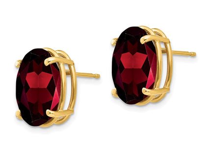 14K gold garnet oval earrings, alternate view