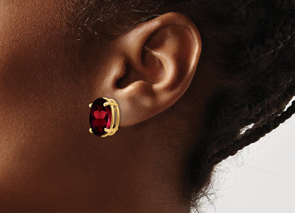 14K gold garnet oval earrings, another view