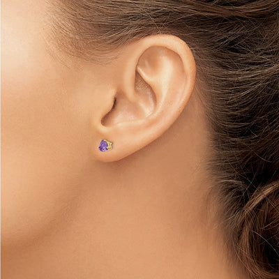 14K Trillion Amethyst Earrings, 5 x 5mm