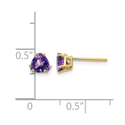 14K Trillion Amethyst Earrings, 5 x 5mm