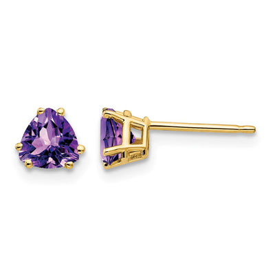 14K Trillion Amethyst Earrings, 5 x 5mm