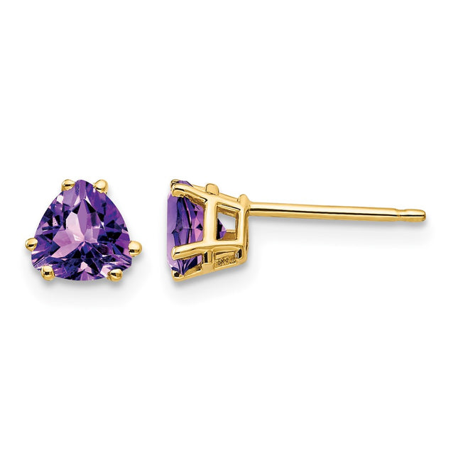 14k Trillion Amethyst Earrings, 5 x 5mm