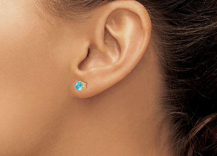 14k Trillion Blue Topaz Earrings, 5 x 5mm
