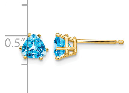 14k Trillion Blue Topaz Earrings, 5 x 5mm