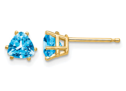 14k Trillion Blue Topaz Earrings, 5 x 5mm