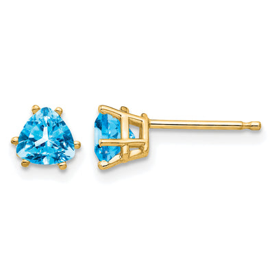 14K Trillion Blue Topaz Earrings, 5 x 5mm