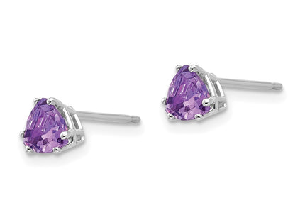 14K white gold amethyst earrings, alternate view