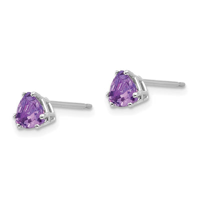 14K White Gold Trillion Amethyst Earrings, 6 x 5mm