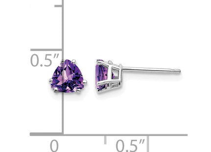 14K white gold amethyst earrings, further view