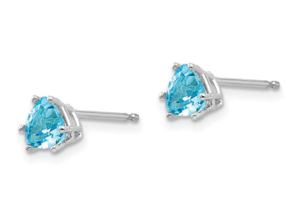 14K white gold blue topaz earrings, alternate view