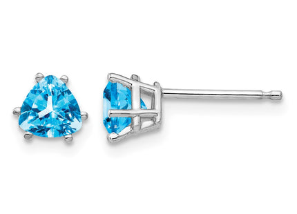 14K white gold blue topaz earrings