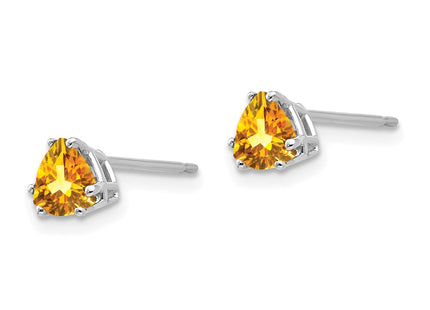 14K white gold citrine stud earrings, alternate view