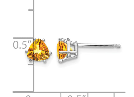 14K white gold citrine stud earrings, further view