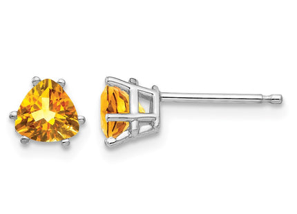 14K white gold citrine stud earrings
