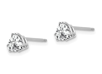 14k White Gold Cubic Zirconia Trillion Stud Earrings, 6 x 5mm
