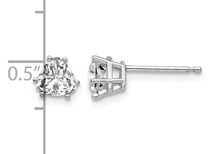 14k White Gold Cubic Zirconia Trillion Stud Earrings, 6 x 5mm