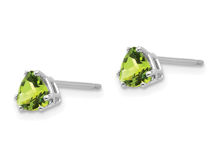 14K white gold peridot stud earrings, alternate view