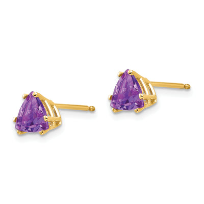 14K Trillion Amethyst Earrings, 6 x 6mm