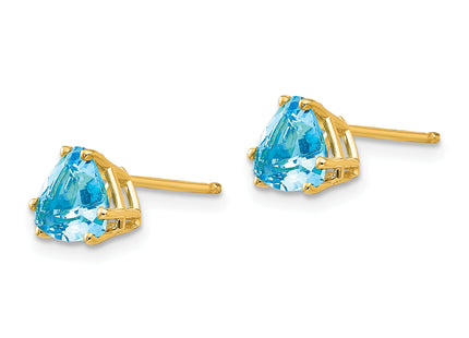 14k Trillion Blue Topaz Earrings, 6 x 6mm