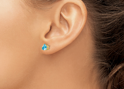 14k Trillion Blue Topaz Earrings, 6 x 6mm