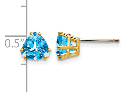 14k Trillion Blue Topaz Earrings, 6 x 6mm