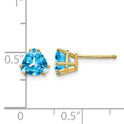 14K Trillion Blue Topaz Earrings, 6 x 6mm