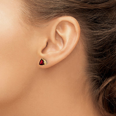 14K Trillion Garnet Earrings, 6 x 6mm