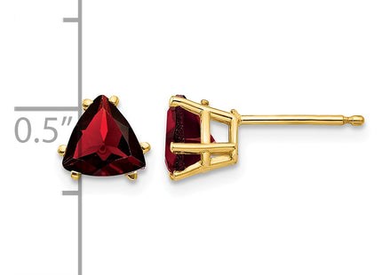 14k Trillion Garnet Earrings, 6 x 6mm