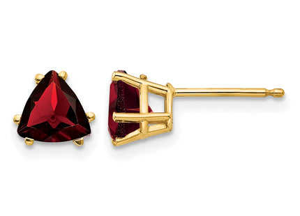 14k Trillion Garnet Earrings, 6 x 6mm
