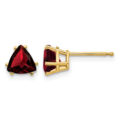 14K Trillion Garnet Earrings, 6 x 6mm