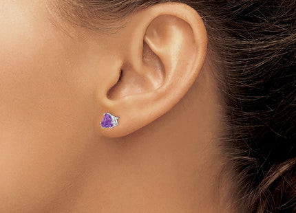 14K white gold amethyst earrings, another view