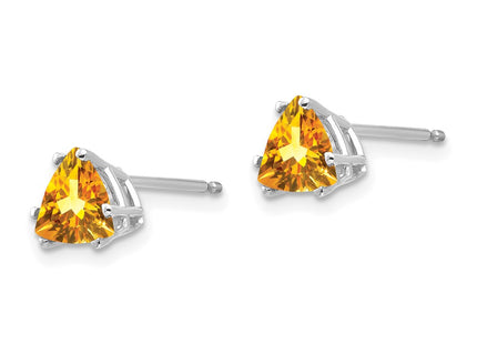 14K white gold citrine stud earrings, alternate view