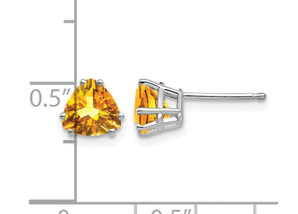 14K white gold citrine stud earrings, further view