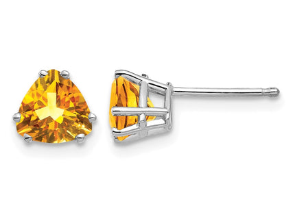 14K white gold citrine stud earrings